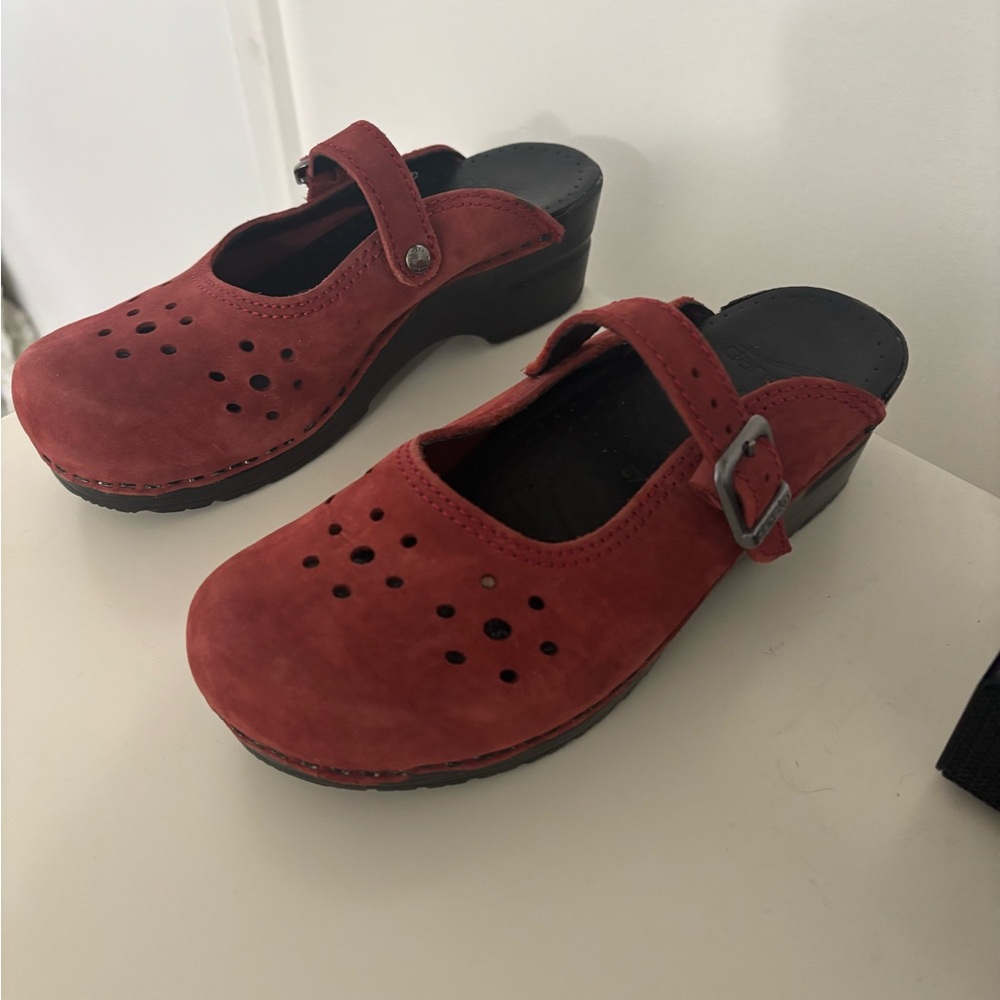 Red Women's Clogs Made In Poland